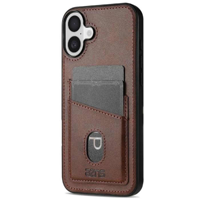 AZNS - AZNS K1 Series iPhone 16 Fodral Äkta läder - Kaffe