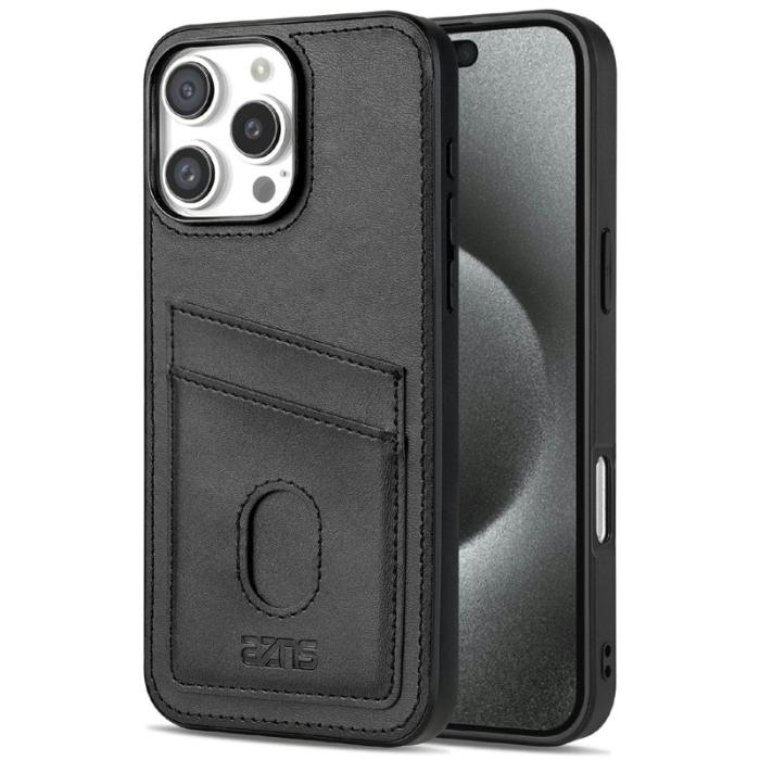 AZNS - AZNS K1 Series iPhone 16 Pro Fodral Äkta läder - Svart