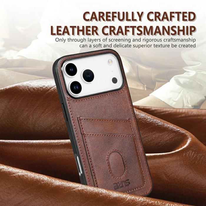 AZNS - AZNS K1 Series iPhone 17 Pro Max Fodral Äkta läder - Kaffe