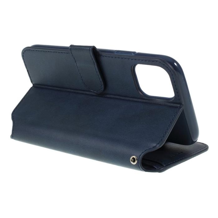 AZNS - AZNS Leather Stand Fodral iPhone 11 6.1 tum - Äkta läder - Blå