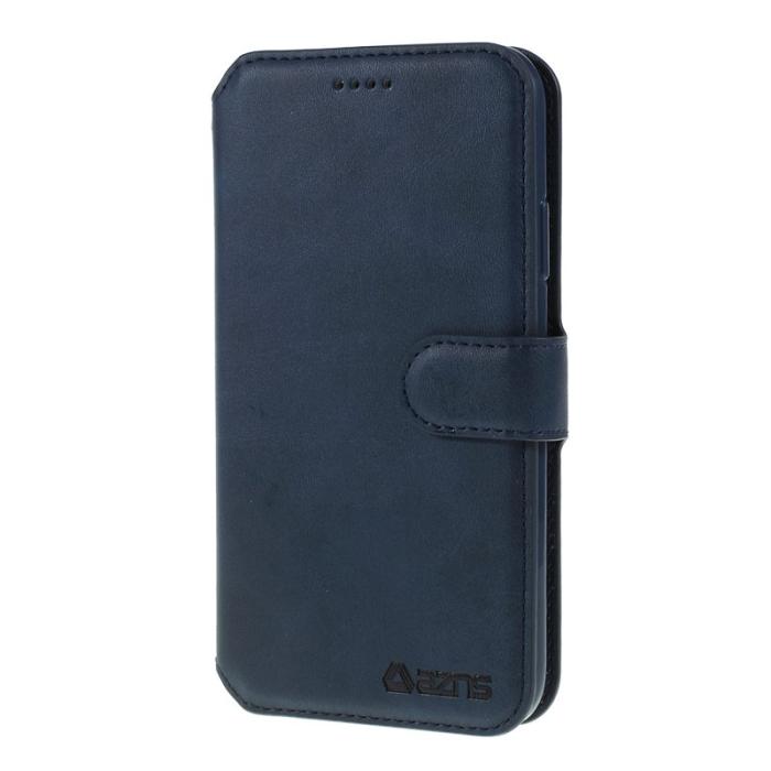 AZNS - AZNS Leather Stand Fodral iPhone 11 6.1 tum - Äkta läder - Blå
