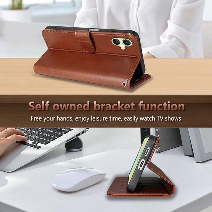 AZNS - AZNS Samsung Galaxy A06 Fodral Anti-Scratch PU Läder - Brun