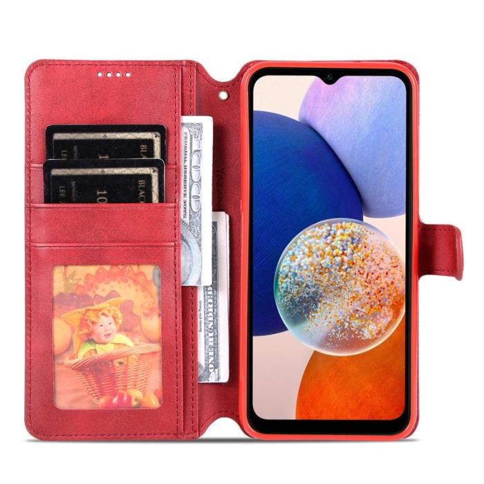 AZNS - AZNS Samsung Galaxy A14 5G Fodral - Äkta läder - Röd