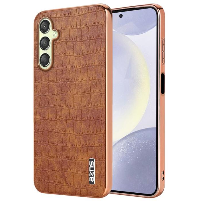 AZNS - AZNS Samsung Galaxy A16 Fodral Electroplating Krokodil PU+TPU - Brun
