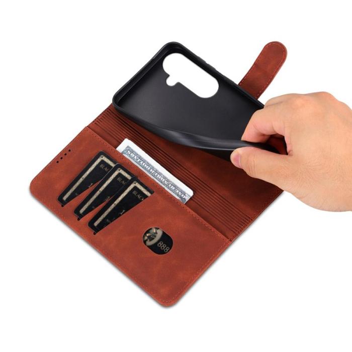 AZNS - AZNS Samsung Galaxy A26 5G Fodral PU Läder Plånboksfodral - Brun