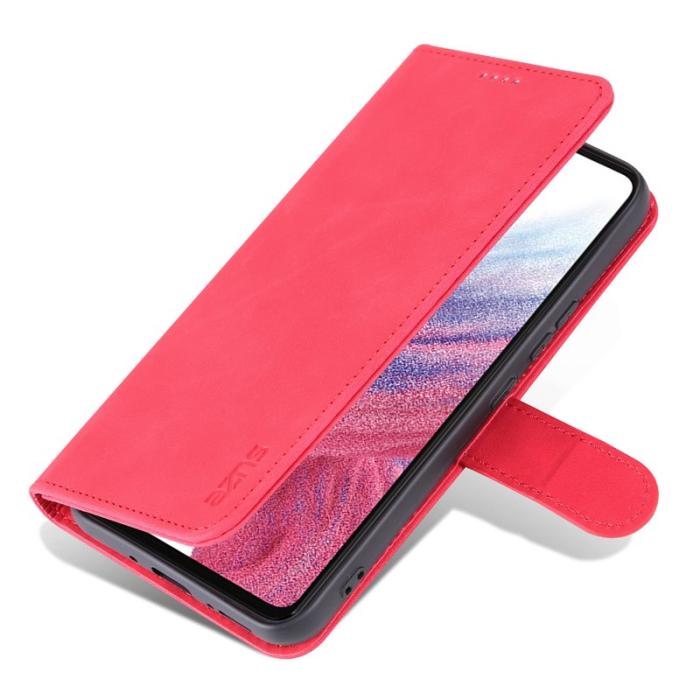 AZNS - AZNS Samsung Galaxy A34 5G Fodral Äkta läder - Röd