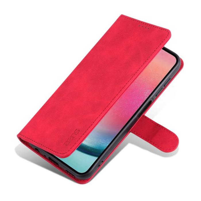 AZNS - AZNS Samsung Galaxy A35 5G Fodral i Äkta läder - Röd