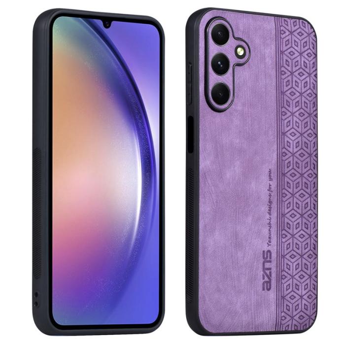 AZNS - AZNS Samsung Galaxy A35 5G Fodral Imprinted PU Läder - Lila