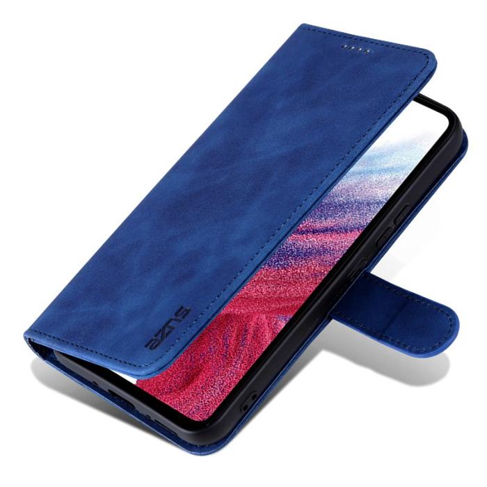 AZNS - AZNS Samsung Galaxy A55 5G Fodral i Äkta läder - Blå