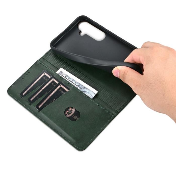 AZNS - AZNS Samsung Galaxy A56 5G Fodral Äkta läder - Grön