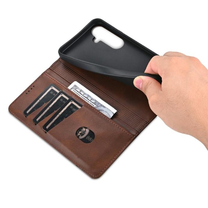 AZNS - AZNS Samsung Galaxy A56 5G Fodral Äkta läder - Kaffe