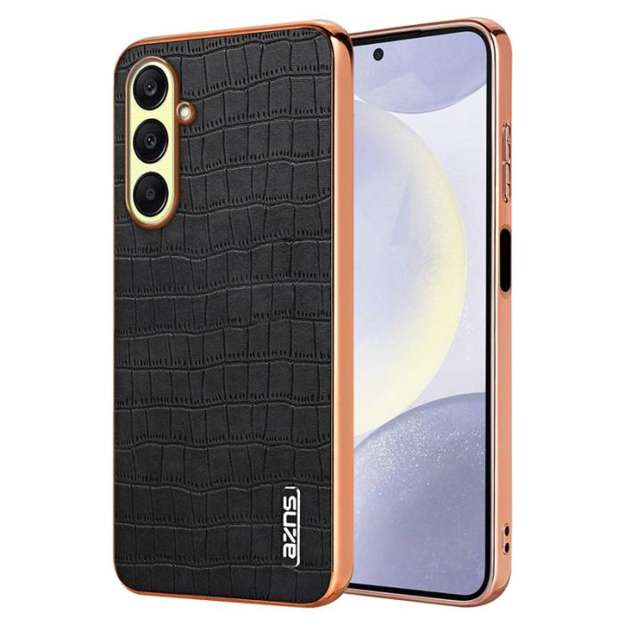 AZNS - AZNS Samsung Galaxy A56 5G Fodral - Elektropläterad Krokodil PU - Svart