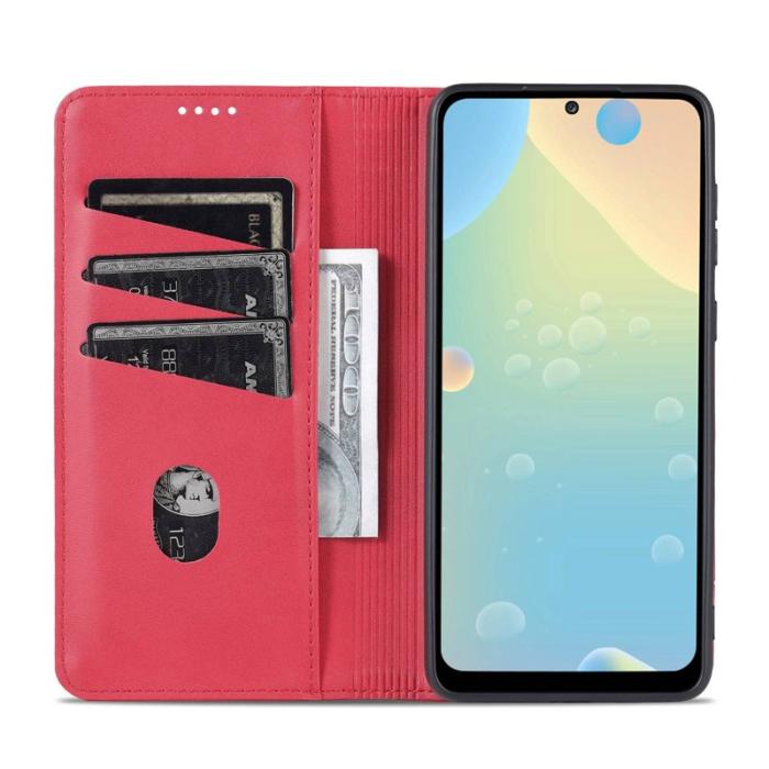 AZNS - AZNS Samsung Galaxy A73 Fodral Äkta läder - Röd