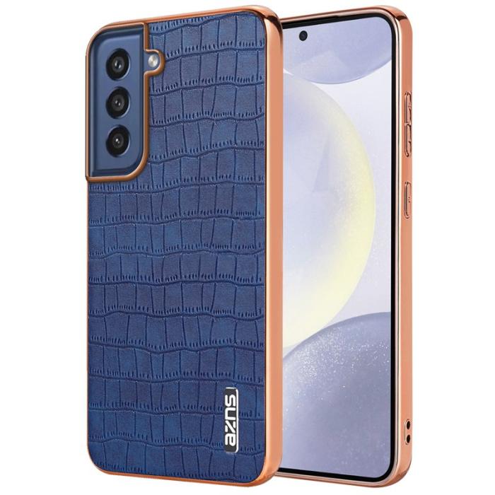 AZNS - AZNS Samsung Galaxy S21 FE 5G Fodral Äkta läder - Blå