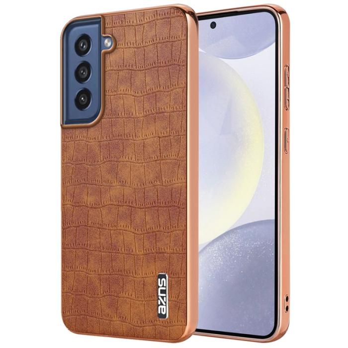 AZNS - AZNS Samsung Galaxy S21 FE 5G Fodral Äkta läder - Brun