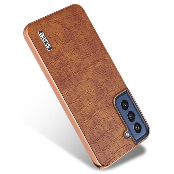 AZNS - AZNS Samsung Galaxy S21 FE 5G Fodral Äkta läder - Brun