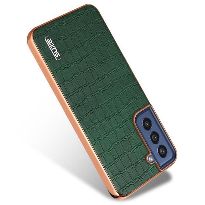 AZNS - AZNS Samsung Galaxy S21 FE 5G Fodral Äkta läder - Grön