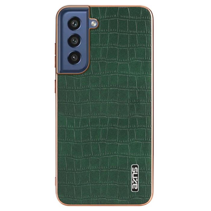 AZNS - AZNS Samsung Galaxy S21 FE 5G Fodral Äkta läder - Grön