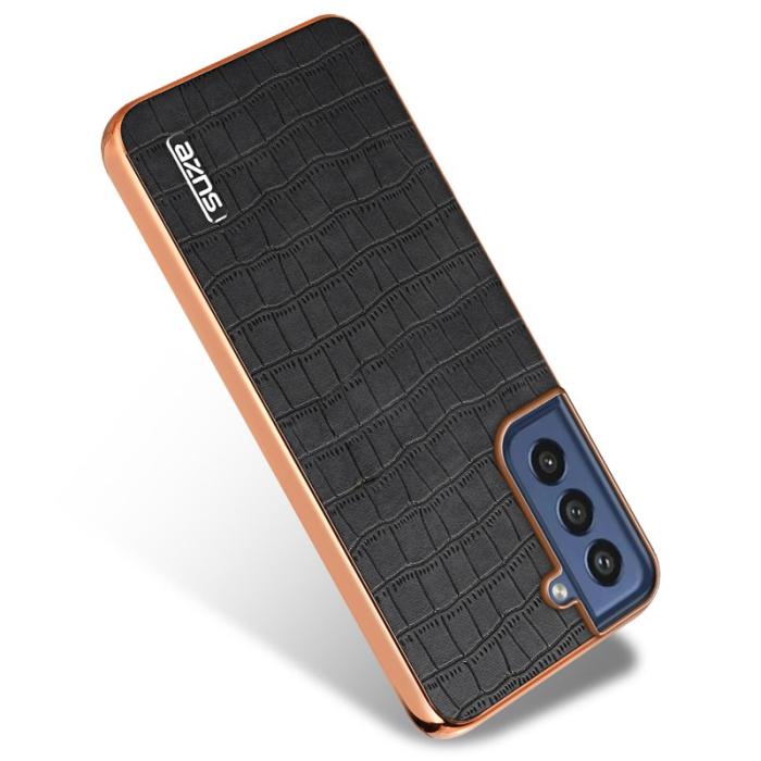 AZNS - AZNS Samsung Galaxy S21 FE 5G Fodral Äkta läder - Svart