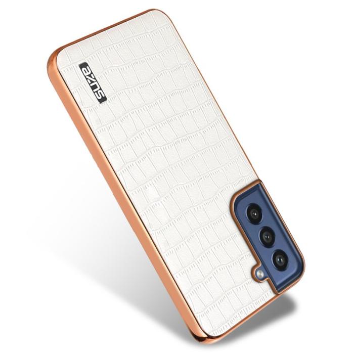 AZNS - AZNS Samsung Galaxy S21 FE 5G Fodral Äkta läder - Vit