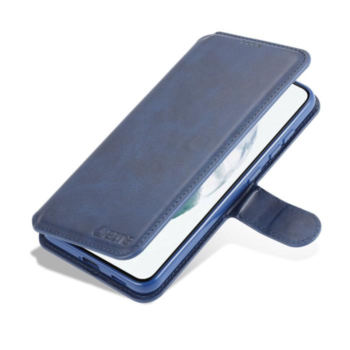 AZNS - AZNS Samsung Galaxy S21 FE Fodral i Äkta läder - Blå