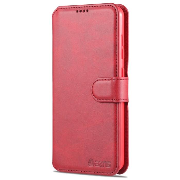 AZNS - AZNS Samsung Galaxy S21 FE Fodral i Äkta läder - Röd