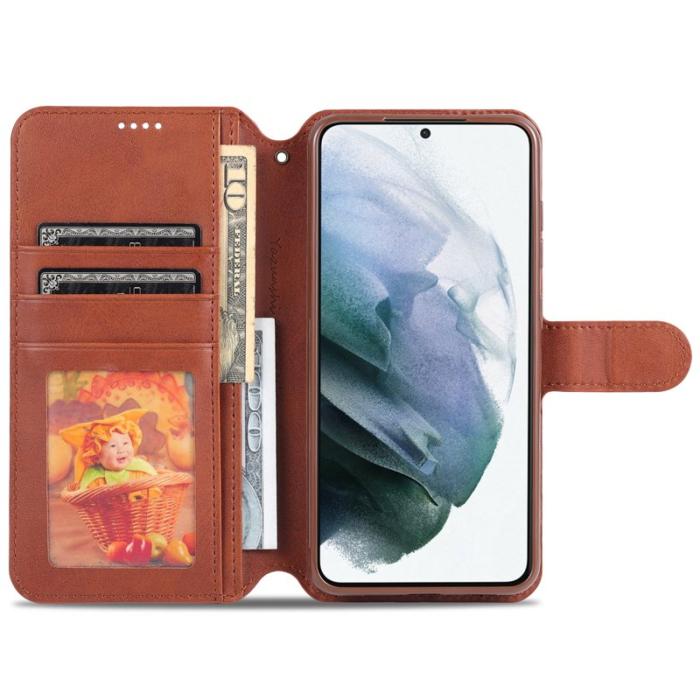 AZNS - AZNS Samsung Galaxy S21 FE Fodral i Äkta läder - Röd