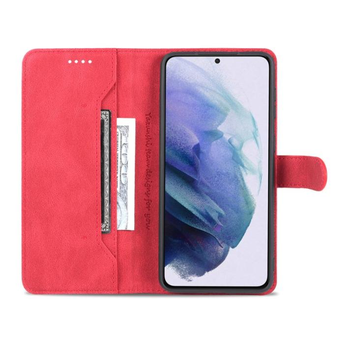 AZNS - AZNS Samsung Galaxy S21 FE Fodral PU Läder - Röd