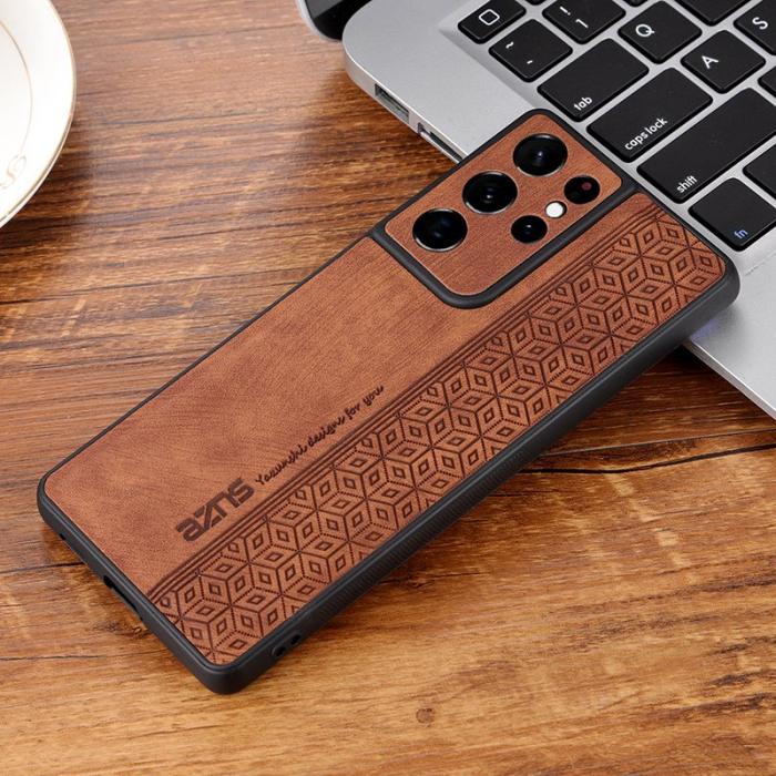 AZNS - AZNS Samsung Galaxy S21 Ultra 5G Fodral Äkta läder - Brun