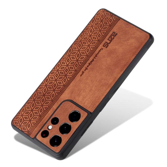 AZNS - AZNS Samsung Galaxy S21 Ultra 5G Fodral Äkta läder - Brun