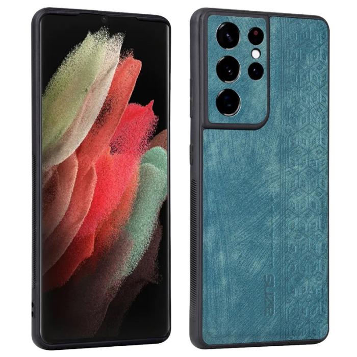 AZNS - AZNS Samsung Galaxy S21 Ultra 5G Fodral Äkta läder - Grön