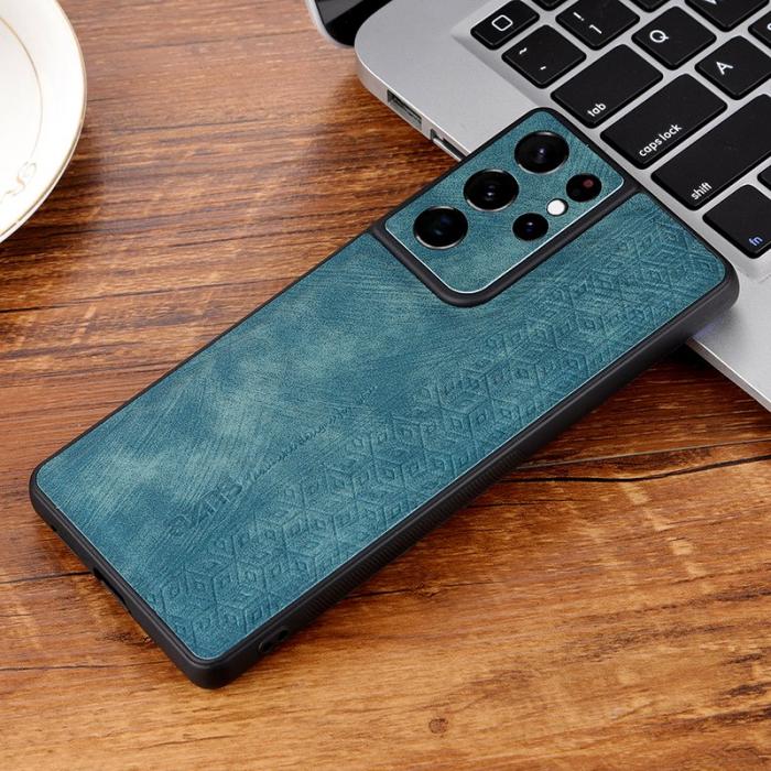 AZNS - AZNS Samsung Galaxy S21 Ultra 5G Fodral Äkta läder - Grön