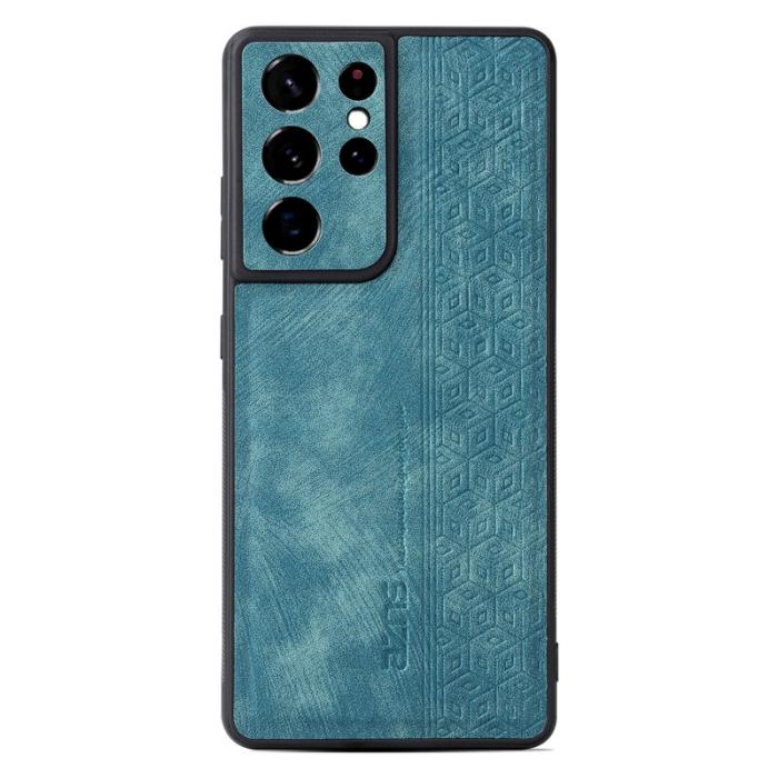 AZNS - AZNS Samsung Galaxy S21 Ultra 5G Fodral Äkta läder - Grön