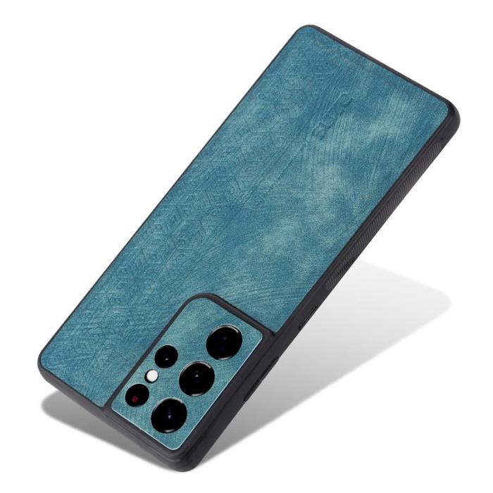 AZNS - AZNS Samsung Galaxy S21 Ultra 5G Fodral Äkta läder - Grön