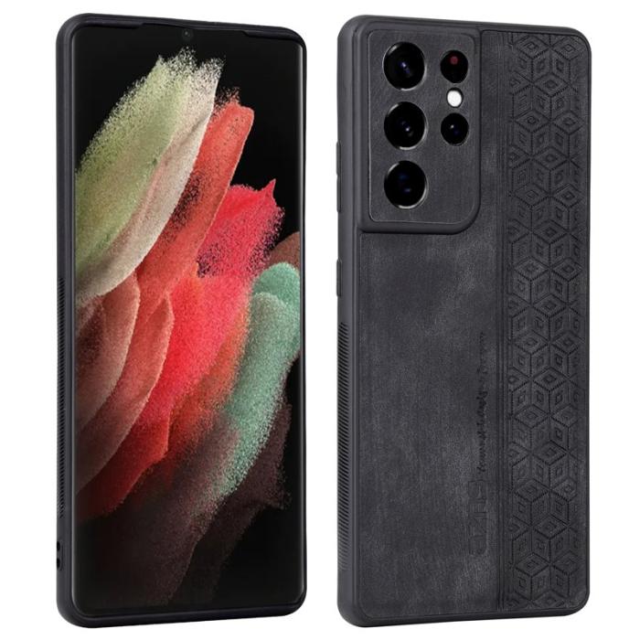 AZNS - AZNS Samsung Galaxy S21 Ultra 5G Fodral Äkta läder - Svart