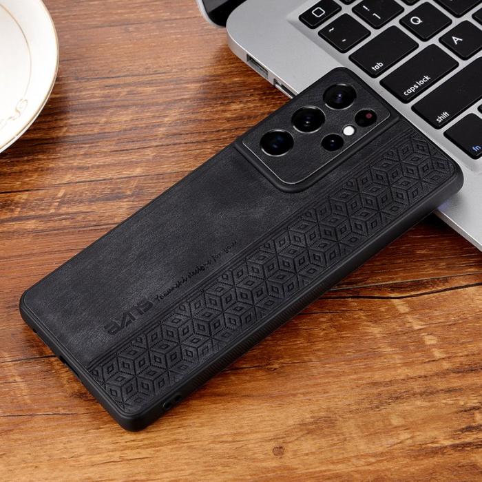 AZNS - AZNS Samsung Galaxy S21 Ultra 5G Fodral Äkta läder - Svart