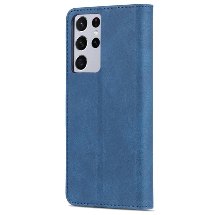 AZNS - AZNS Samsung Galaxy S21 Ultra Fodral - PU Läder - Blå