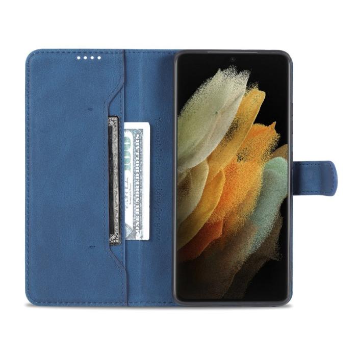 AZNS - AZNS Samsung Galaxy S21 Ultra Fodral - PU Läder - Blå