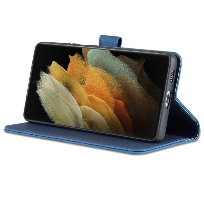 AZNS - AZNS Samsung Galaxy S21 Ultra Fodral - PU Läder - Blå