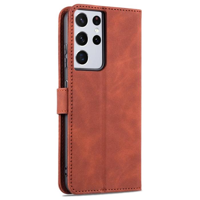 AZNS - AZNS Samsung Galaxy S21 Ultra Fodral - PU Läder - Brun