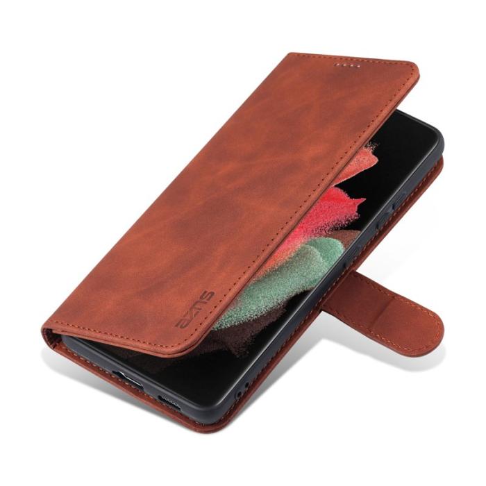 AZNS - AZNS Samsung Galaxy S21 Ultra Fodral - PU Läder - Brun