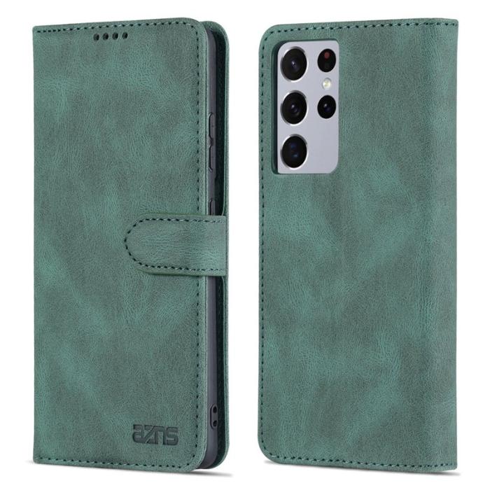AZNS - AZNS Samsung Galaxy S21 Ultra Fodral - PU Läder - Grön