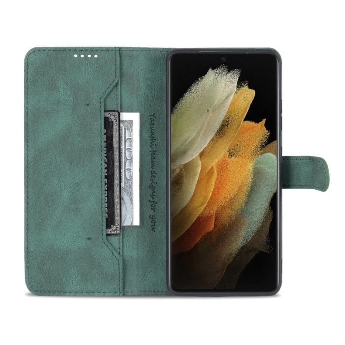 AZNS - AZNS Samsung Galaxy S21 Ultra Fodral - PU Läder - Grön