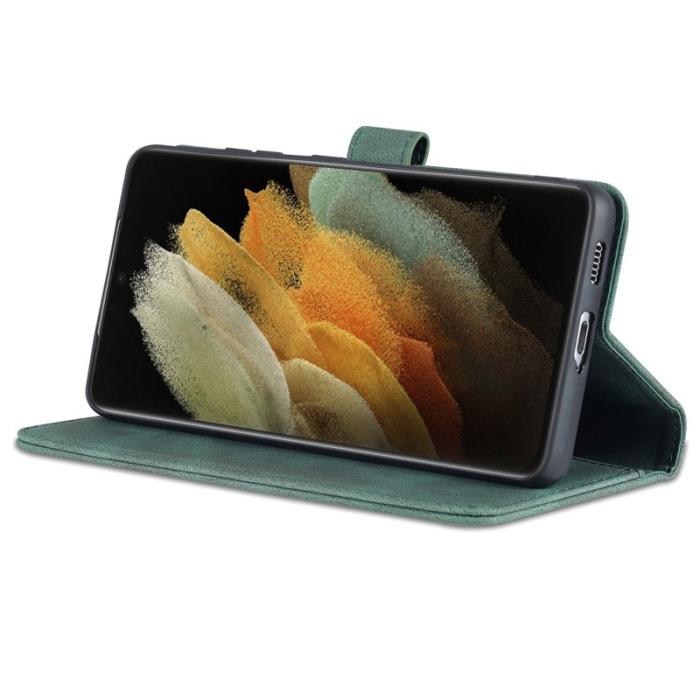 AZNS - AZNS Samsung Galaxy S21 Ultra Fodral - PU Läder - Grön
