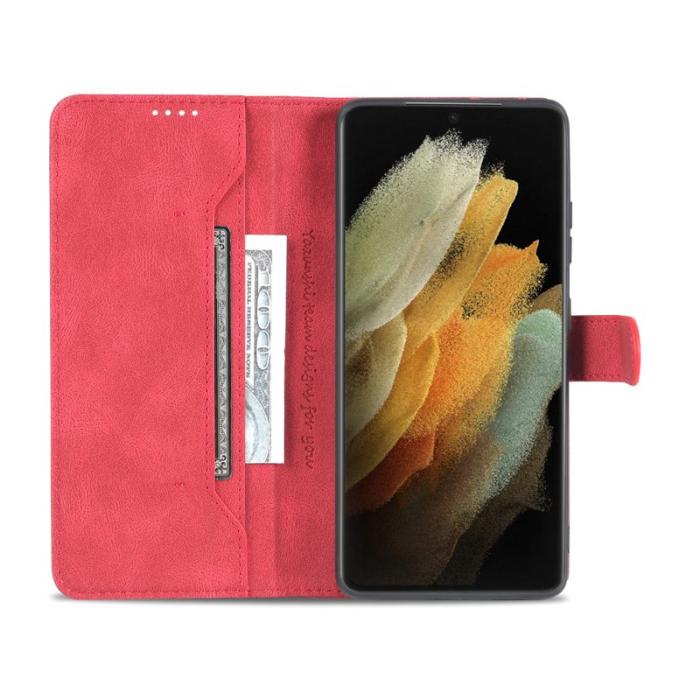 AZNS - AZNS Samsung Galaxy S21 Ultra Fodral - PU Läder - Röd