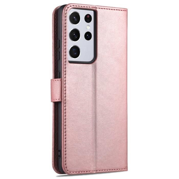 AZNS - AZNS Samsung Galaxy S21 Ultra Fodral - PU Läder - Roséguld