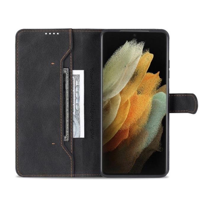 AZNS - AZNS Samsung Galaxy S21 Ultra Fodral - PU Läder - Svart