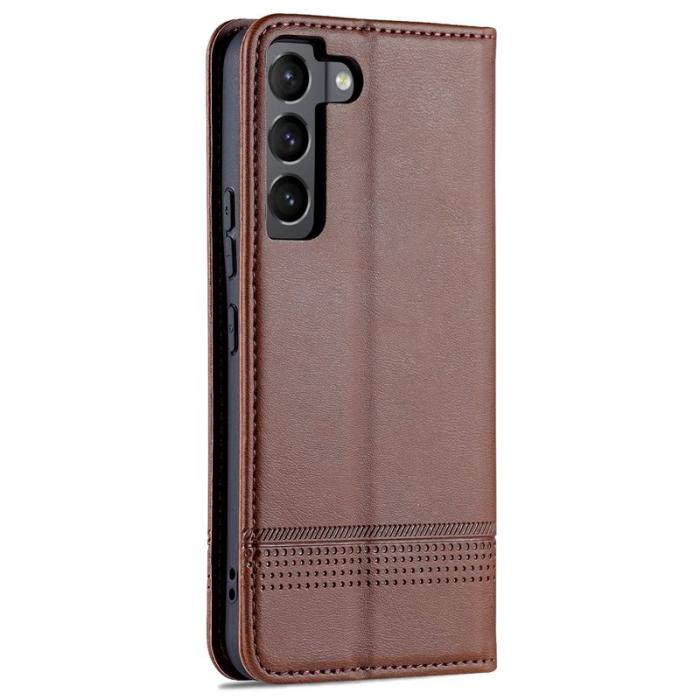 AZNS - AZNS Samsung Galaxy S22 5G Plånboksfodral Konstläder - Brun