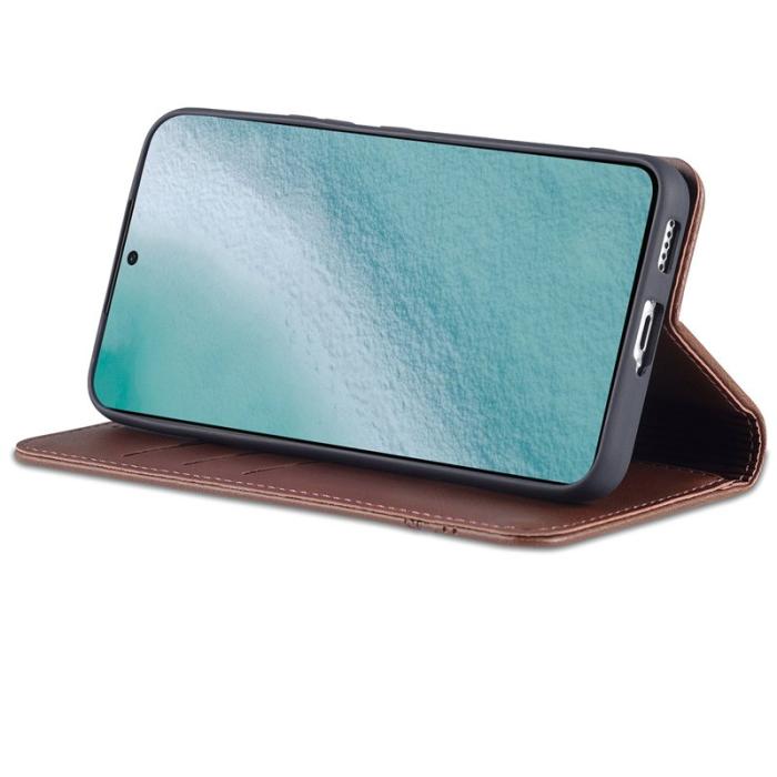 AZNS - AZNS Samsung Galaxy S22 5G Plånboksfodral Konstläder - Brun