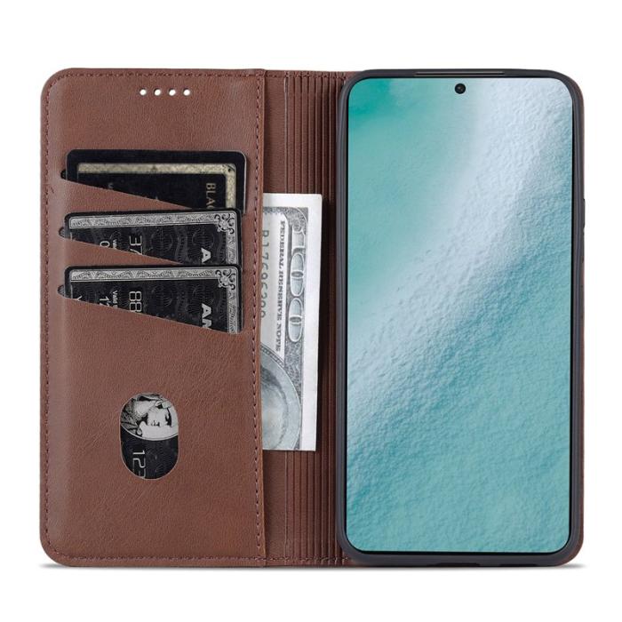 AZNS - AZNS Samsung Galaxy S22 5G Plånboksfodral Konstläder - Brun